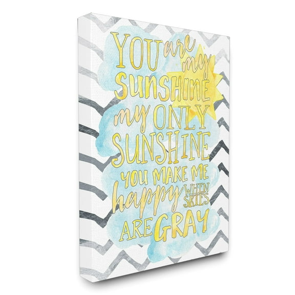 Stupell You are My Sunshine Watercolors Chevron Canvas Wall Art by Erica Billups