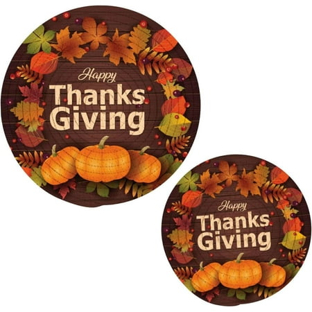 

Bestwell 2PCS Happy Thanksgiving Pumpkin Trivets Pot Holders Set and Placemats Set Hot Pads Table Mats for Cooking and Baking Cotton Braided Hot Pads 7in+9in