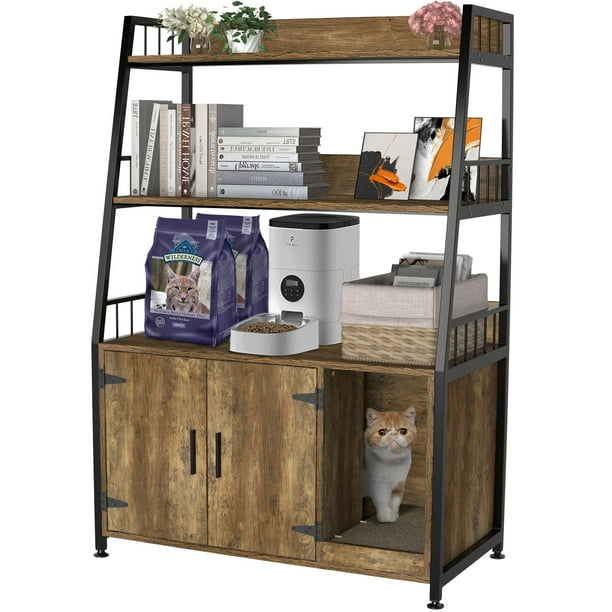 GDLF Large Hidden Cat Litter Box Enclosure Furniture with Shelf Cat