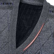 Men's Fleece Lined Sweater Long Sleeve V Neck Button Down Argyle Knit Cardigan Coat Gray 3XL