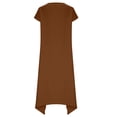 thumbnail image 3 of Ailaofu Womens Summer Cotton Linen T Shirt Dress Casual Loose Fit Crewneck Short Sleeve Midi Dresses, 3 of 6