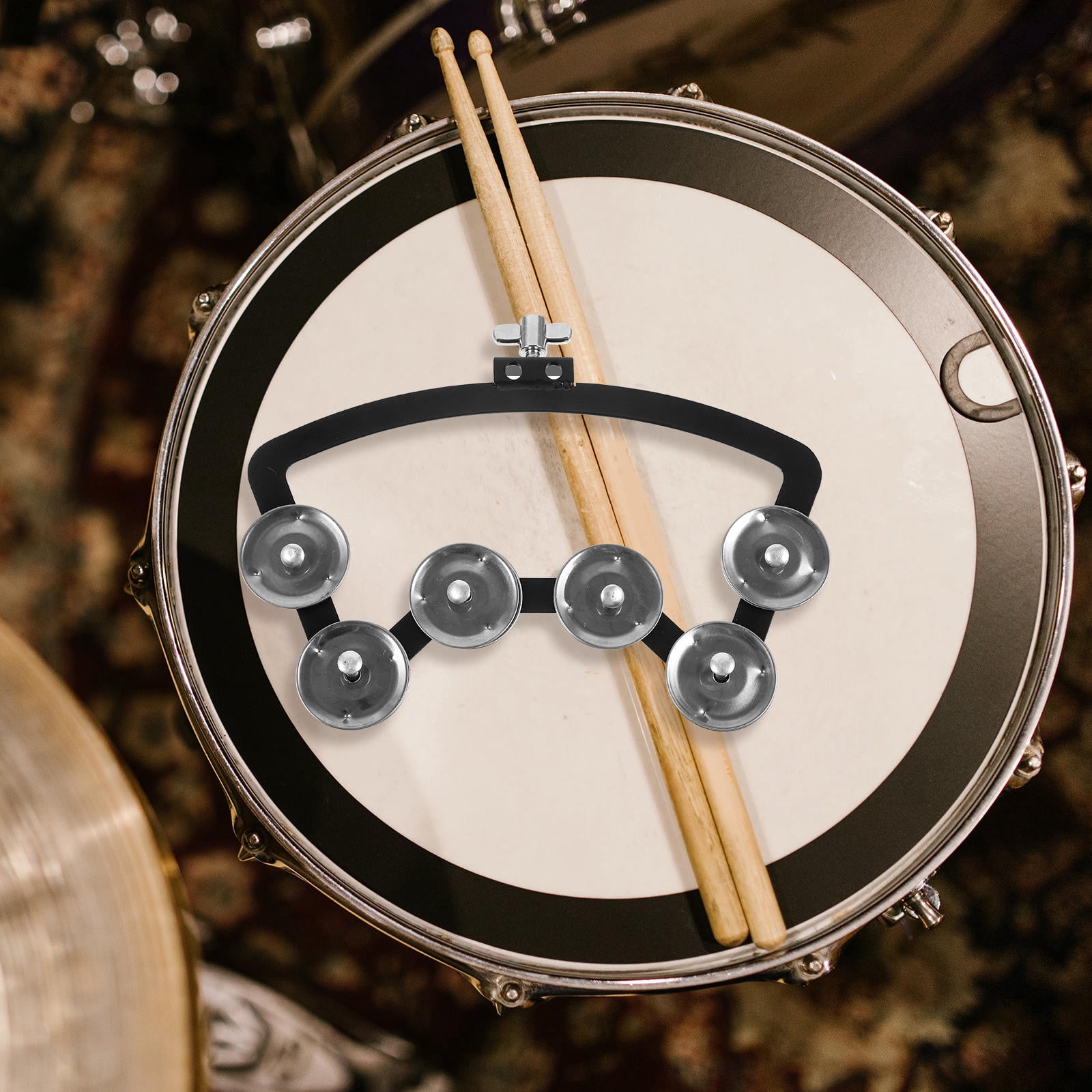 WHAMVOX 1Pack Mountable on Drums Tambourine Percussion Bright Sound for Musicians with ABS Material
