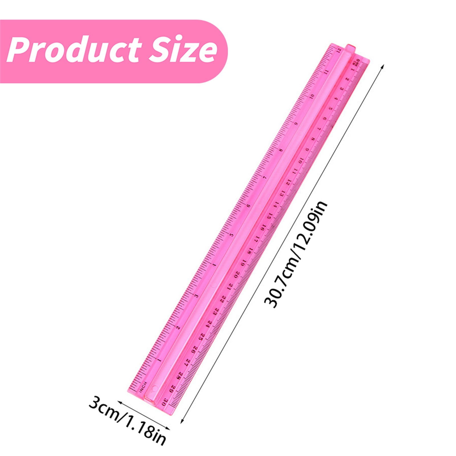 Dreamyjuly 12-Inch Plastic Ruler with Handle - Precise Transparent Measuring Tool with Inch and Centimeter Graduations, Suitable for Students and Teachers, (Blue, 1Pcs)