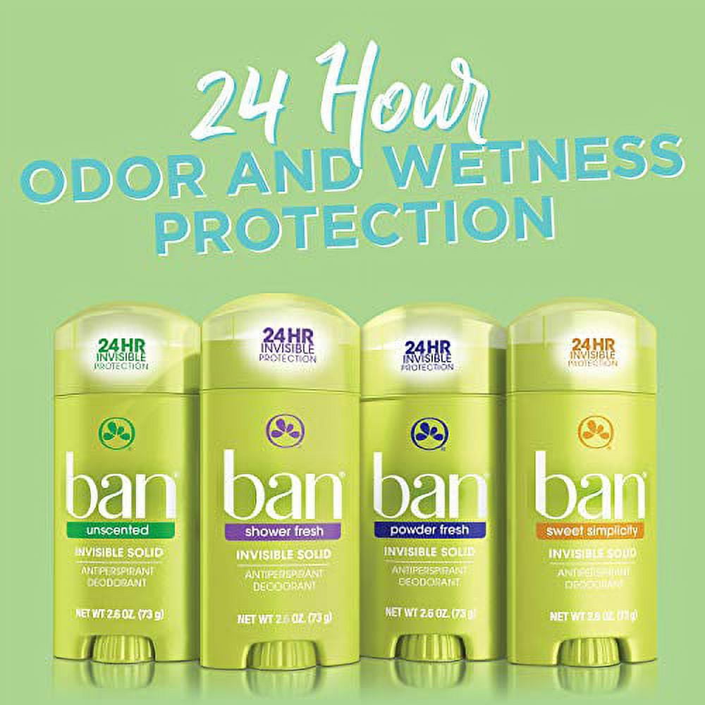 Ban Antiperspirant Deodorant, Invisible Solid, Sweet Simplicity, 2.6 Ounce (Pack of 4)
