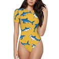 thumbnail image 2 of Picia Shark Print Womens One Piece Swimsuits Modest Tummy Control Bathing Suits Lace Up Slimming Swim Suit-XX-Large, 2 of 9