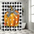 thumbnail image 4 of Fall Shower Curtain Orange Pumpkin Shower Curtains for Bathroom Black Buffalo Plaid Bath Curtains Sets with Hooks for Autumn Thanksgiving Seasonal Bathroom Decor Polyester Fabric Waterproof 72 x 84 in, 4 of 6