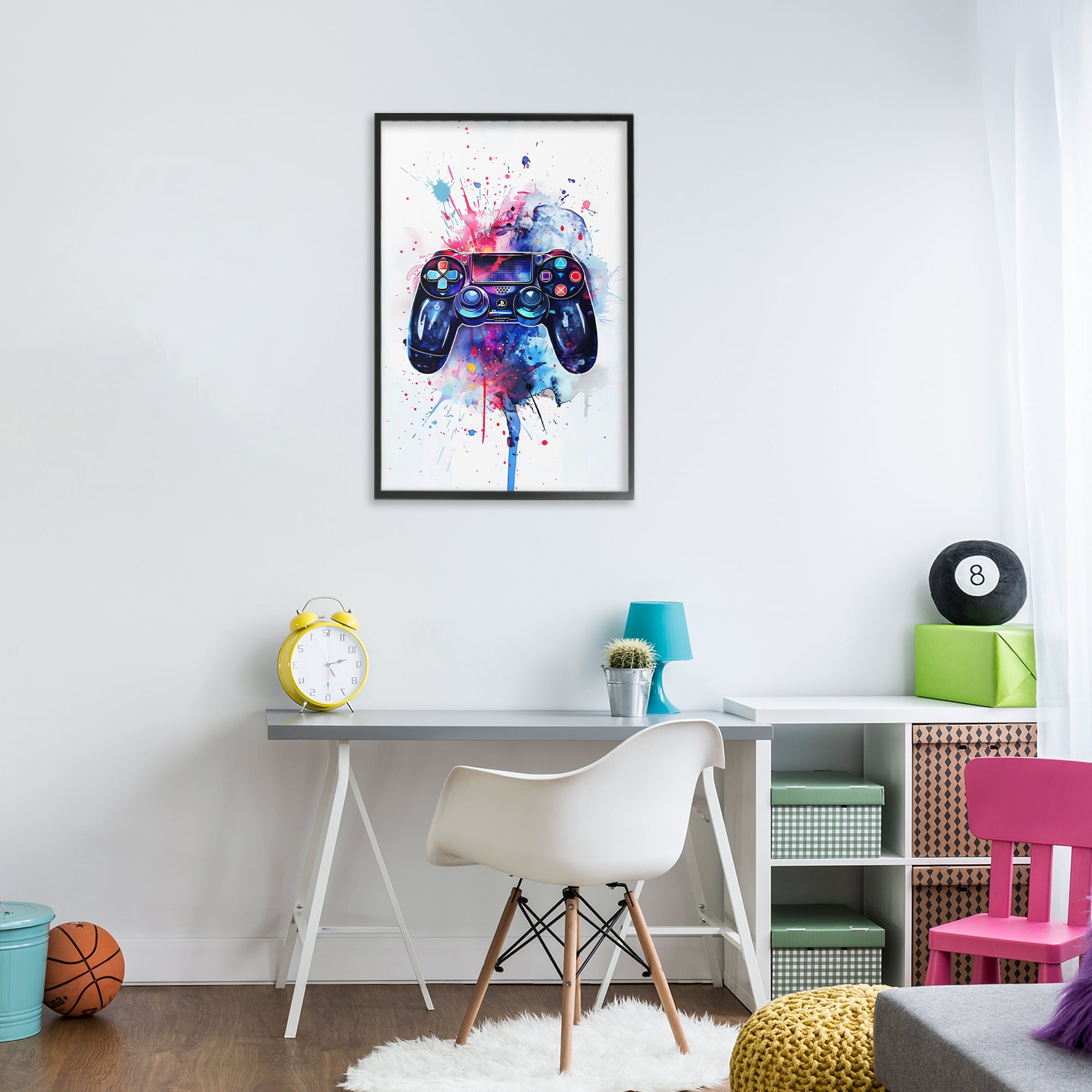 Stupell Industries Burst of Color Controller Black Framed Giclee Art, design by Creative Studio