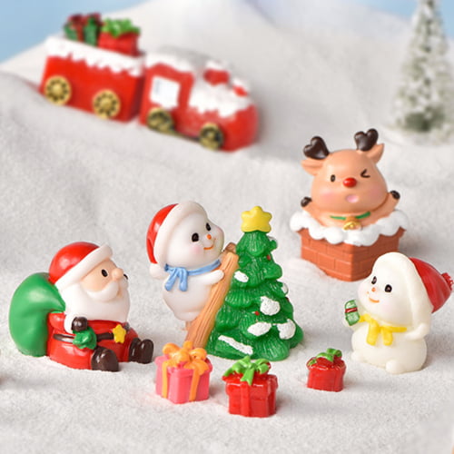 WOXINDA Snowman Garden Home Miniature Christmas Decorations Resin Santa  Statue Statue Craftwork Home Decor