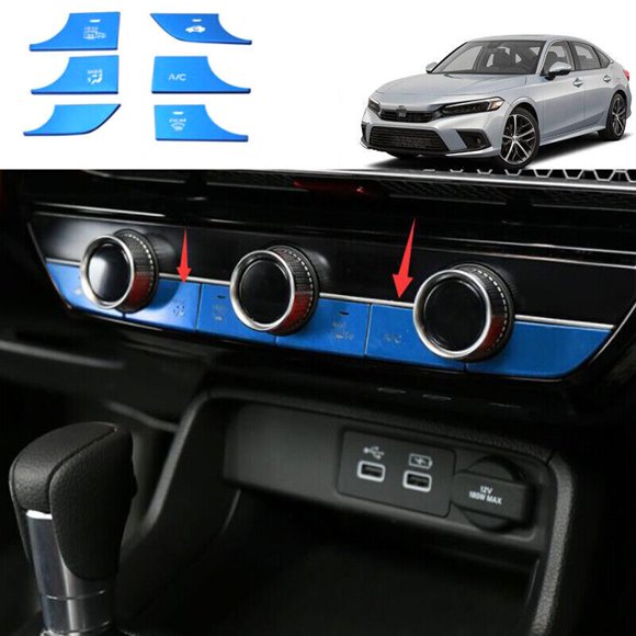 Suitable for Honda Civic 2022-2023 blue S.Steel center console AC button sticker decoration 6P-