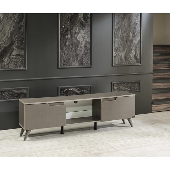 Compact and Functional - 20 - inch High Brown TV Stand for Small Living Rooms
