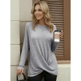 thumbnail image 4 of OALUXE Long Sleeve Shirts for Women Dressy Casual Tunic Tops Crewneck Front Twist Blouses, 4 of 7