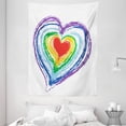 thumbnail image 1 of Doodle Tapestry, Love Themed Nested Rainbow Heart with a Simplistic Style Vibrant Colored Work of Art, Wall Hanging for Bedroom Living Room Dorm Decor, 60W X 80L Inches, Multicolor, by Ambesonne, 1 of 2