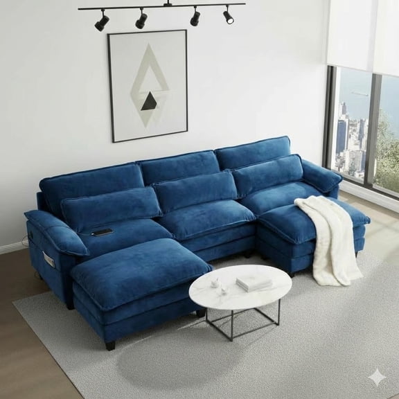 EPOWP Convertible Sleeper Chair Bed with USB Port and Phone Stand, Blue