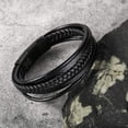 thumbnail image 3 of Herrarmband i rostfritt stål äkta läderarmband flätat med lås, 3 of 5