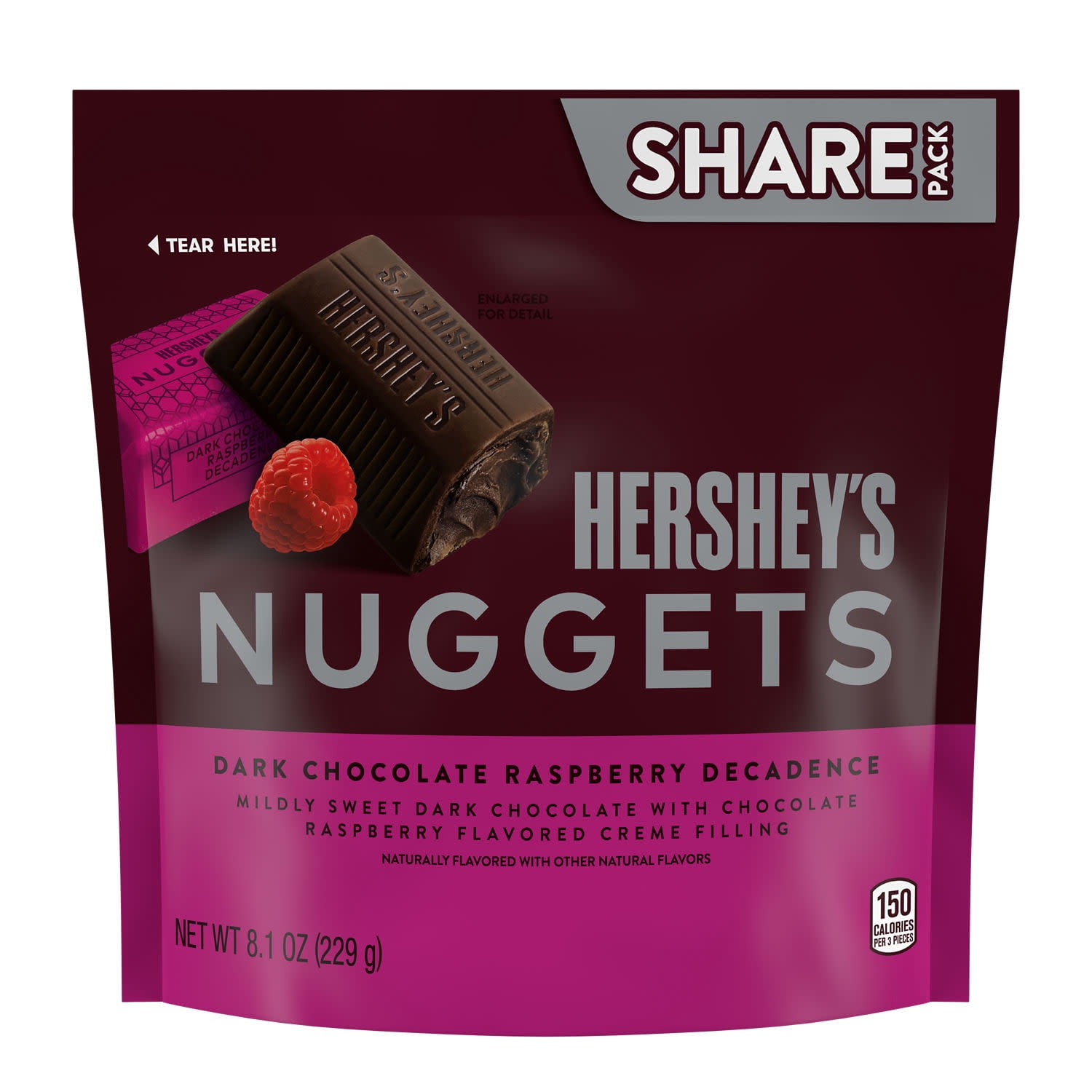 Hershey's Nuggets Dark Chocolate Raspberry Decadence Flavored Candy, Share Pack, 8.1 oz
