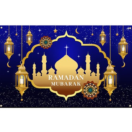 180x110cm Ramadan Background Cloth Wall Hanging Sparkling Eid Background Background Screen Photographic Prop Mubarak Decorative Background F