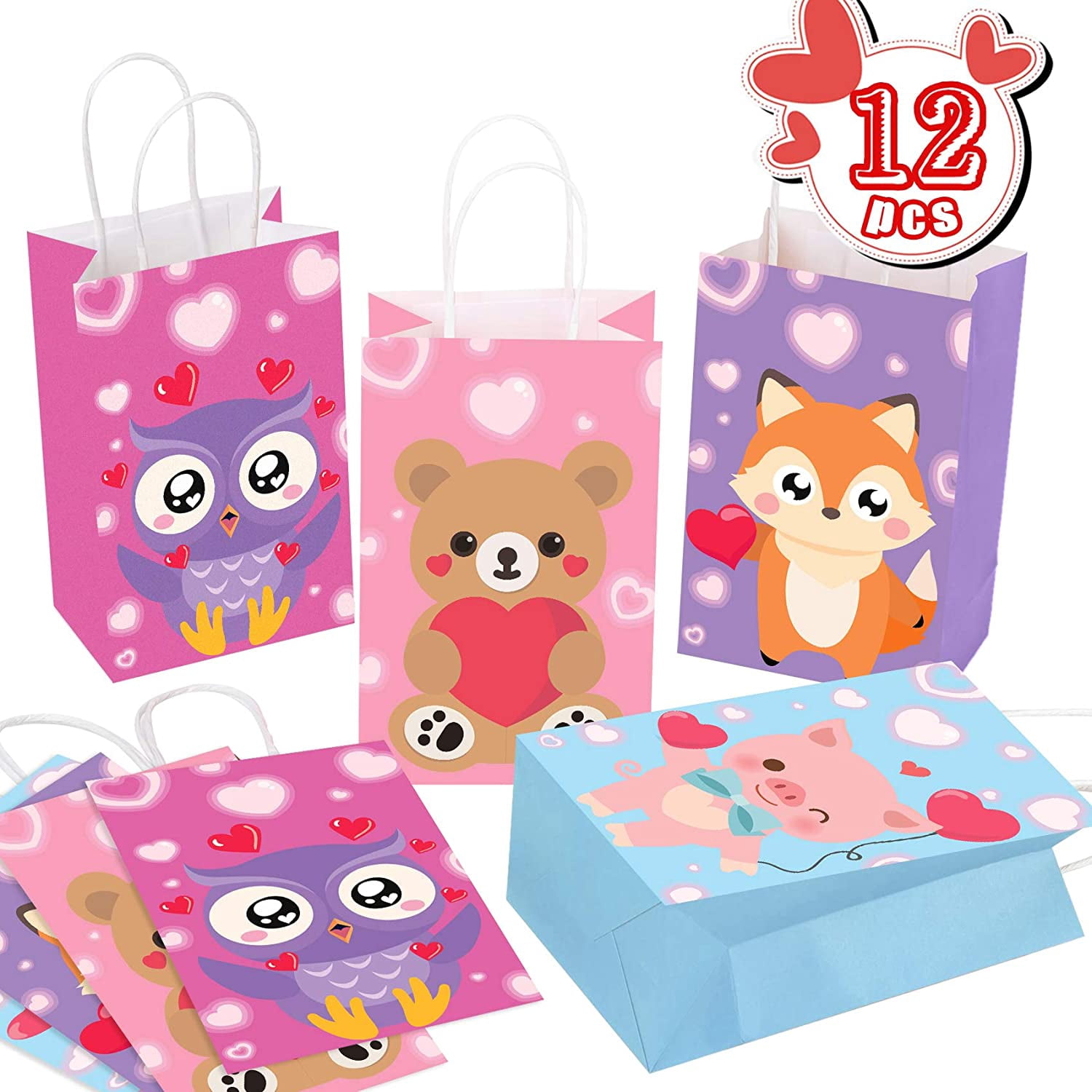 Valentine Gift Bags For Kids 12Pcs Valentines Cute Animal Paper Goodie Bags  Heart Valentine Treat Bags Valentine's Day Party Favor Bags With Handle For  Valentine Love Party - Walmart.com