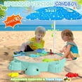 thumbnail image 2 of Upgraded Kids Turtle Sandbox with Lid & Adjustable Umbrella, Truck Toy & 8pcs Sand Shovels, Sand Box with Cover, Beach Toys for Toddlers 3-5, Plastic Indoor Outdoor Play Toys Gift for Girls Boys, 2 of 14