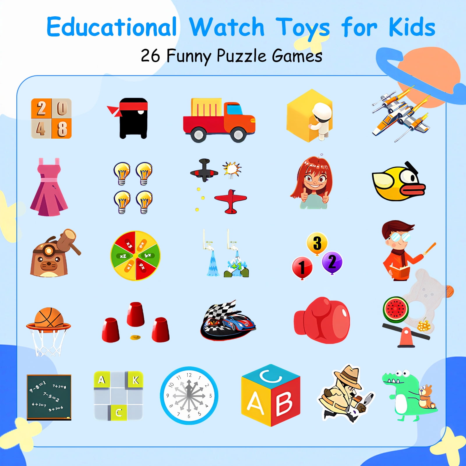 Kids Smart Watch for Boys Girls, 1.83"HD Smartwatch for Kids with Habit Tracker, 26 Games, Video Camera Music Player Pedometer Alarm Clock, Waterproof Smartwatches, Boys Girls Birthday Gift Blue