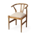 thumbnail image 2 of Maklaine Wood Dining Chair with Padded Fabric Seat in Brown, 2 of 8