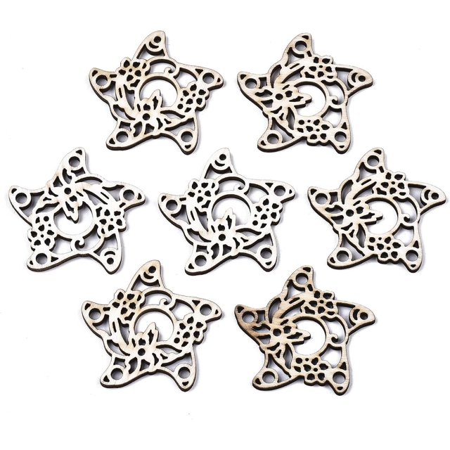 10 Pc Flower Shape Links Unfinished Natural Poplar Wood Filigree Joiners Links Wood Shapes Link Charms Jewelry Pendant Charms for DIY Dangle Earrings Bracelets Jewelry Making Findings