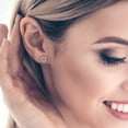 thumbnail image 5 of 1.18 Ct Round Cut Halo Studs Purple Alexandrite 14K Yellow Solid Solid Gold Everyday Dainty Earrings Screw Back, 5 of 7