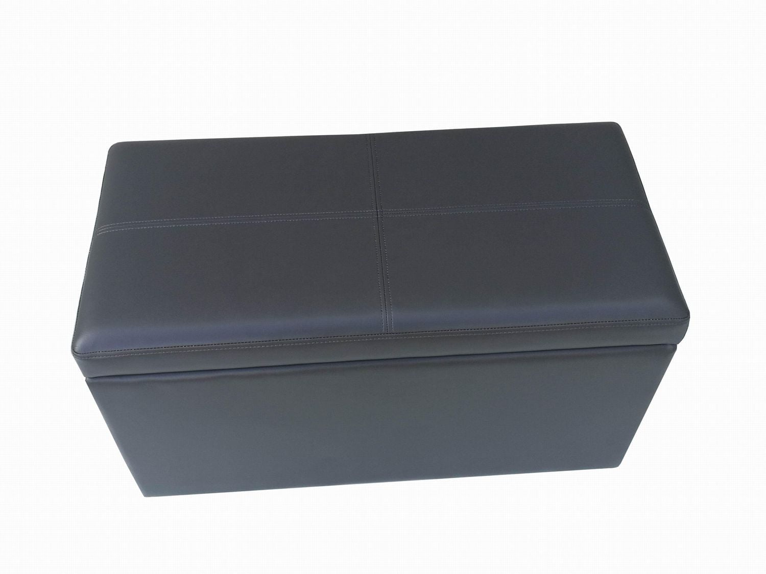 MAINSTAYS Grey Faux Leather Hinged  Storage Ottoman