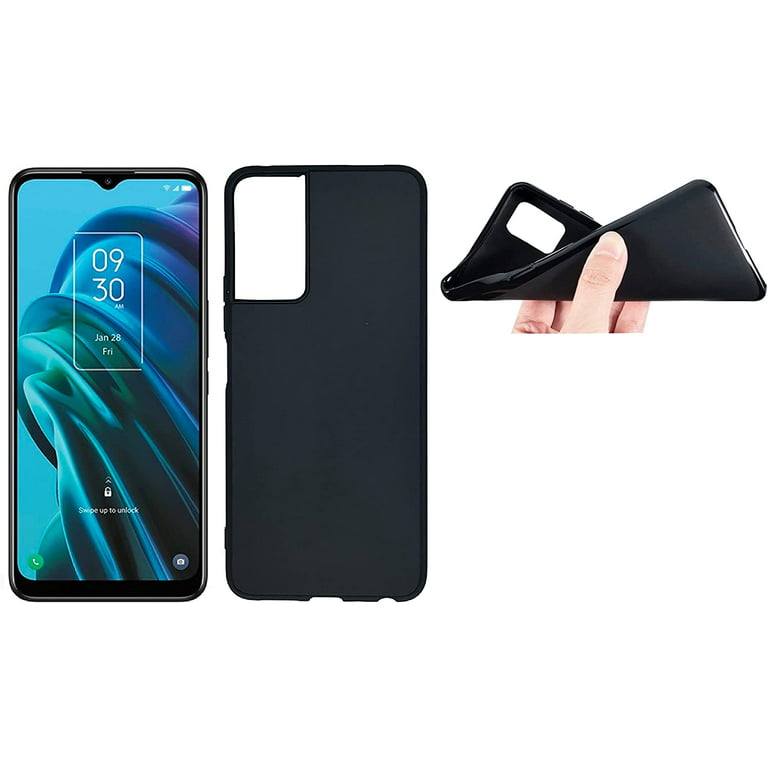 For TCL 40 SE 40SE TPU 1-piece Flexible Skin Cover Phone Case + Tempered  Glass - TPU Black 
