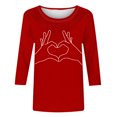 thumbnail image 5 of Tops de Cuello Redondo para las Mujeres Moda Impresa 3/4 Mangas Blusa Casual Top, Estante de Imitación, 5 of 5