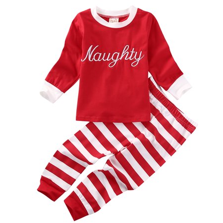 

Toddler Kid Baby Boy Girl Stripes Sleepwear Nightwear Pajamas Romper Xmas Outfit