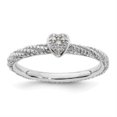 thumbnail image 2 of Auriga Fine Jewelry 925 Sterling Silver Diamond Textured Heart Ring Size 6for Women, 2 of 6