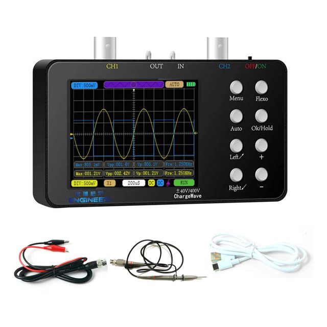 Yeacher Compact Portable Digital Oscilloscope 50M Sampling Rate 10M Analogue Bandwidth Handheld Current Oscilloscope Cellphone Repairs Lissajous Patterns 6A Current Waveform Measurement Dual-channel