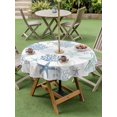 thumbnail image 3 of Outdoor Tablecloth with Umbrella Hole & Zipper, Beach Coastal Round Tablecloth 54 Inch, Summer Nautical Starfish Coral Shell Patio Table Cover Waterproof Table Cloth for Picnic/Party, 3 of 7