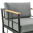 thumbnail image 6 of Shari Outdoor Patio Swivel Glider Lounge Chair in Black Aluminum and Teak Wood with Cushions, 6 of 9