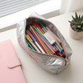 thumbnail image 5 of Pencil Pouch, Cute Bow Design Silver Pen Case Makeup Brush Bag Organizer, Multifunctional Zipper Pouch Stationery Storage Bag Holder, Pencil Case for Little Ones Teenagers Home Office Daily Use, 5 of 7