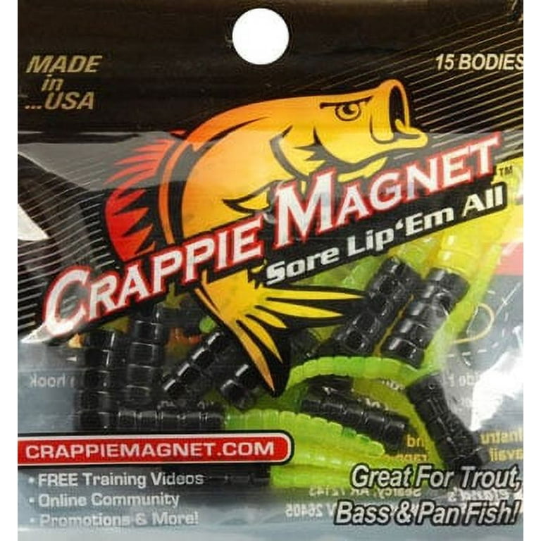 Leand Lures Crappie Magnet Lure Body Pack, Chartreuse & Black, 15