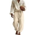 thumbnail image 6 of Mens Casual Big and Tall Cotton Linen Harem Pants Baggy Elastic Drawstring Waist Beach Yoga Boho Pant Size S-3XL Beige, 6 of 7