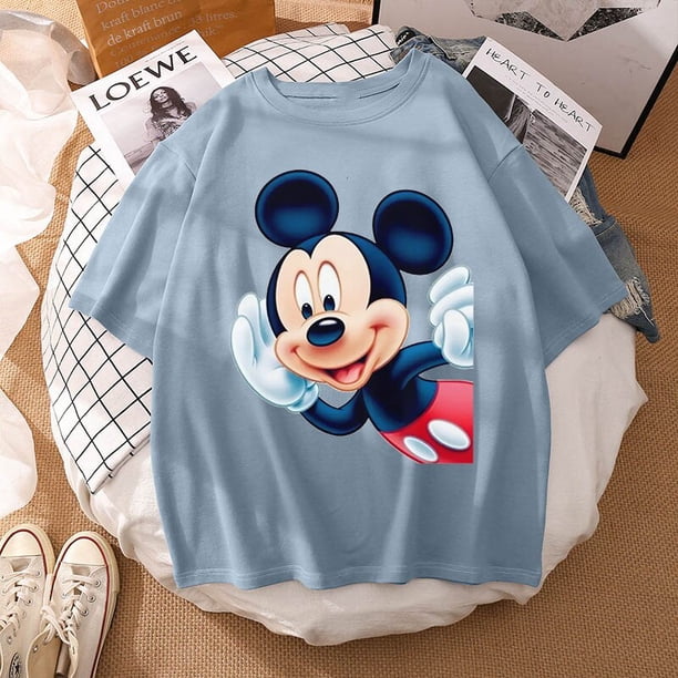 Woman Summer New 2022 Hot Cartoon Disney Mickey And Friends Minnie Mouse Leopard Bow Portrait T-Shirt Short Sleeve Teen TopsM Gao Jinjia LED
