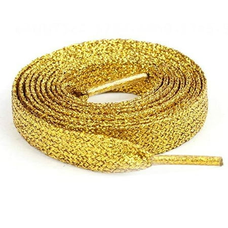 

QING SUN Shoelaces Brown Sneaker Shoestring Shoe Laces Replacement Shoestrings pearlescent. Gold 110*1.2CM