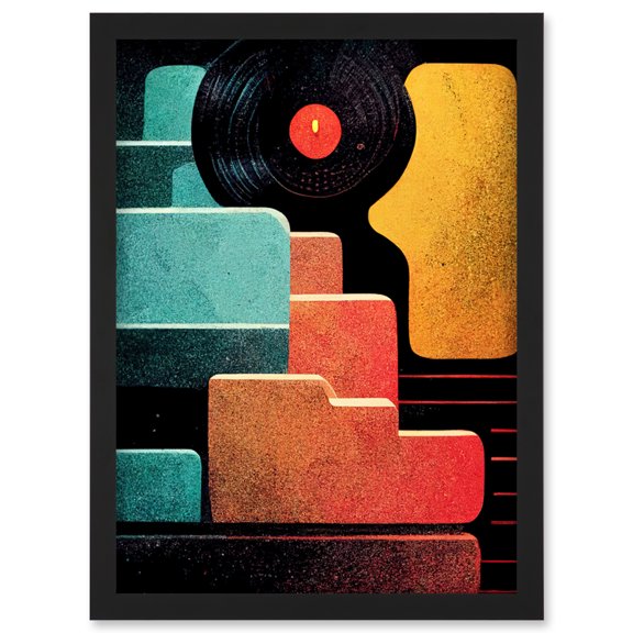 Retro DJ Decks Vintage Style Abstract Turntable Print Artwork Framed Wall Art Print A4