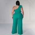 thumbnail image 5 of AURA Women Plus Size One Shoulder Jumpsuit Wide Leg High Waist Casual Outfit Summer Elegant Romper, 5 of 6