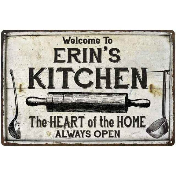ERIN'S Kitchen Farmhouse Sign Gift 8x12 Metal 108120033163
