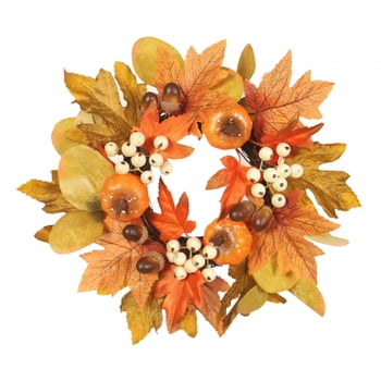 Anillos de vela de otoño, coronas, anillos de vela de otoño, centros de mesa, anillos de vela de hoja de arce de calabaza artificial para fiesta en