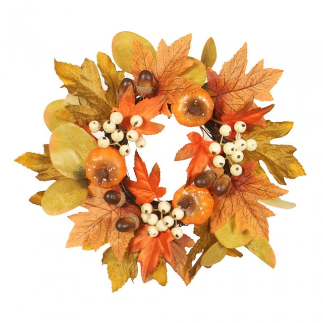 Anillos de vela de otoño, coronas, anillos de vela de otoño, centros de mesa, anillos de vela de hoja de arce de calabaza artificial para fiesta en