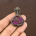 thumbnail image 2 of Natural Titanium Druzy, Labradorite Gemstone Copper Wire Wrap Pendant 1.77", 2 of 4