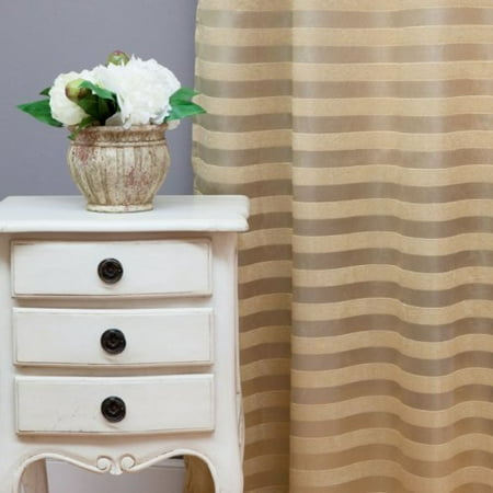 Best Home Fashion Satin and Suede Stripe Curtains - Antique Bronze Grommet Top - Gold - 48'W x 84'L - (Set of 2