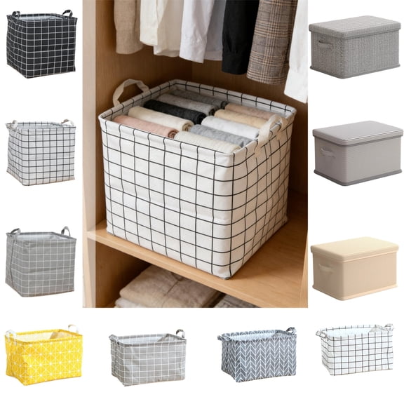 hulanddfd Large Storage Baskets for Shelves, Fabric Closet Organizers with Handles Travel Large-Capacity Clothing Bag Foldable Storage Bins for Pillows Clothes Storage