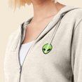 thumbnail image 5 of Dalix Alien Embroidered Fleece Zip Washed Hoodie Cold Fall Winter Women in Bone 2XL XX-Large, 5 of 5