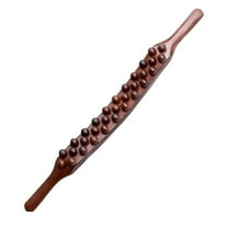 Guasha Wood Stick Tools Wooden Therapy Scraping Lymphatic Drainage Massager, Double Row 35 Beads Point Treatment Gua Sha Tools for Back Leg, Anti-Cellulite and Pain Relief,Gold,22.83"