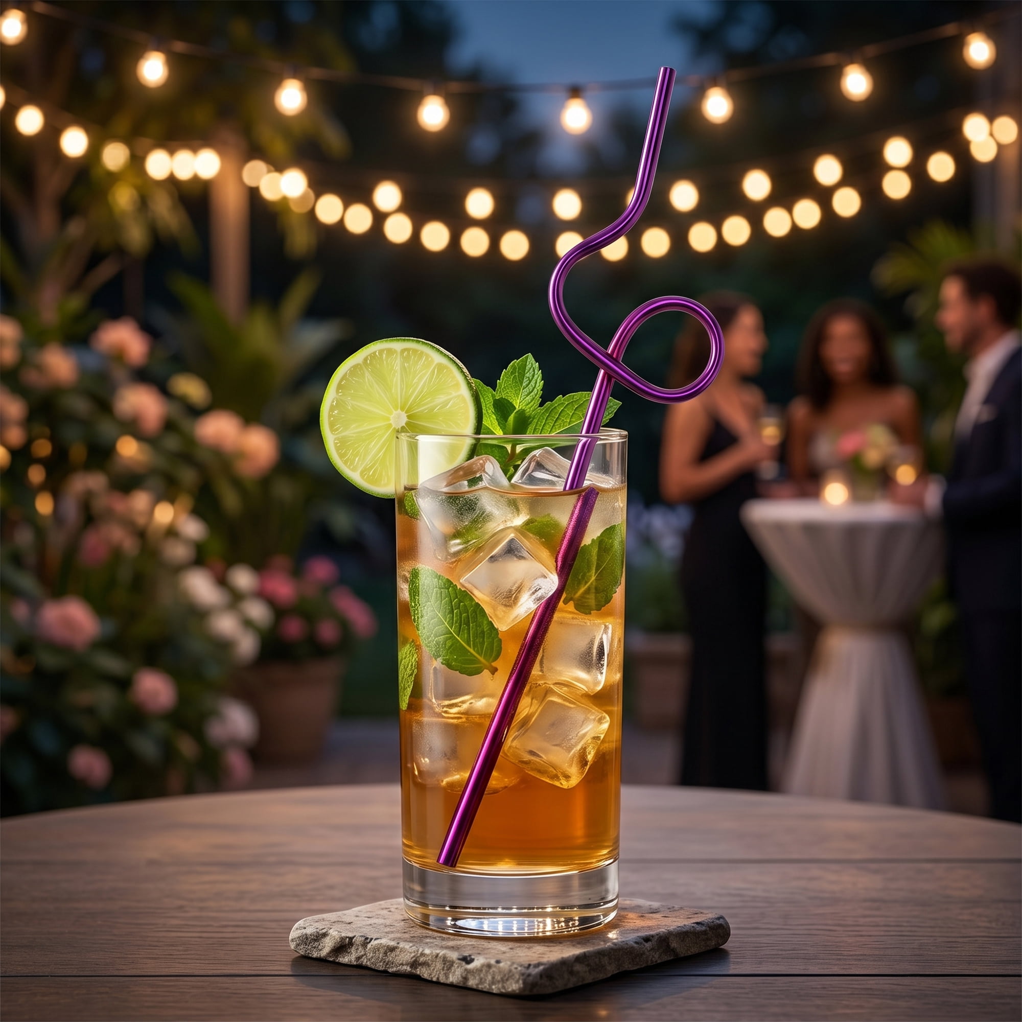 Unique Bargains 6Pcs Reusable Stainless Steel Straws for Daily Use Purple